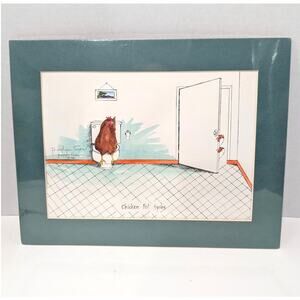 Vtg Roylynn Evans Chicken Pot Spies Signed Art Print 1987 Matted Sealed